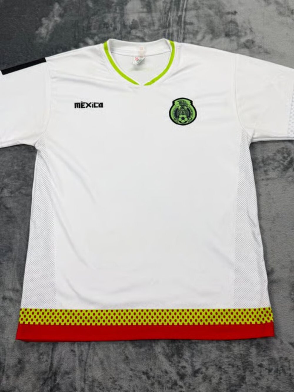 Mexico National Team Soccer Jersey White Lime Green Red Mens Small S Sport CH